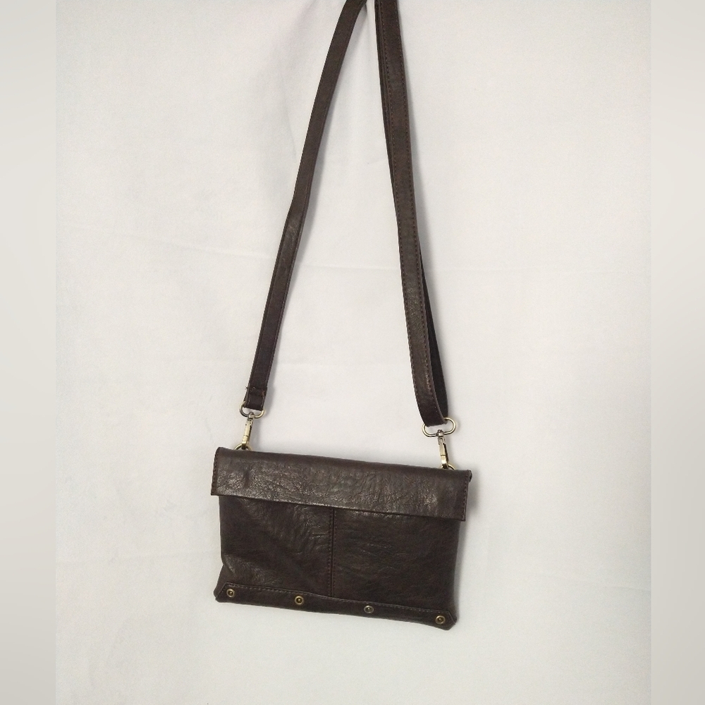 Joy Susan Kiara Brown Vegan Leather Convertible Crossbody/Wristlet Bag